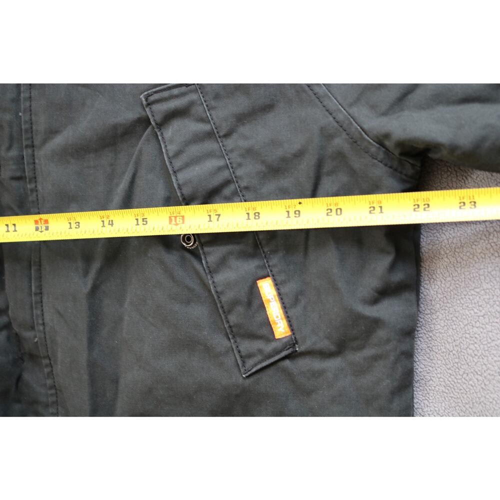 SUPERDRY INTERNATIONAL Mens Small Military Jacket Dark Gray Green Coat Gorpcore - Picture 3 of 16